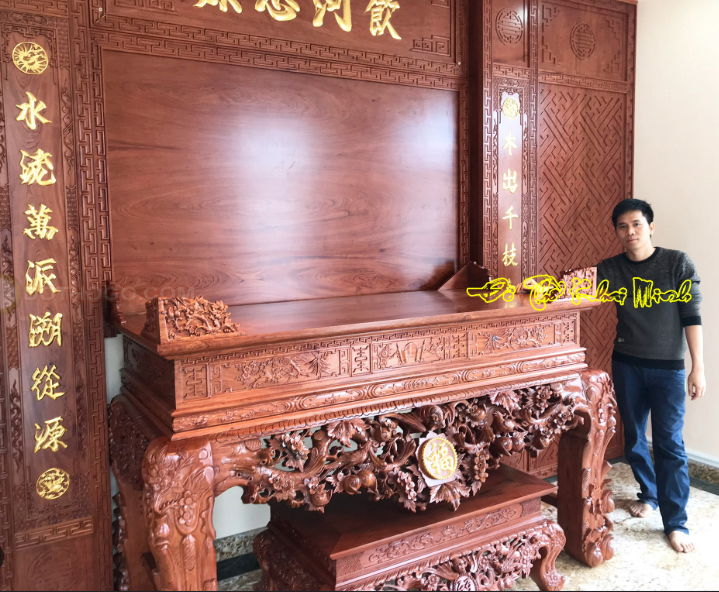 bàn thờ gỗ hương đá pu trần